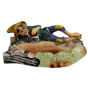 Vintage Mountain Man Hillbilly Ceramic Ashtray Novelty Moonshiner Made In JAPAN